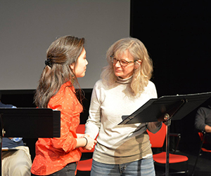 Audrey Park and Sally Wingert at Play by Play, a Playwrights&#039; Center benefit, March 14, 2016