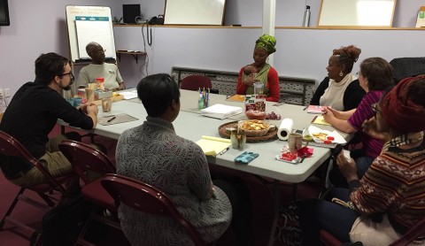 Playwriting class taught by Carlyle Brown at the Playwrights' Center