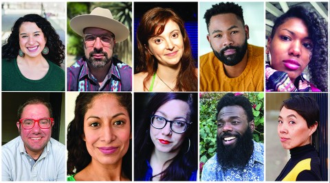 Headshots of the Playwrights' Center playwriting fellows. There are five photos on the top row and five photos on the bottom row.